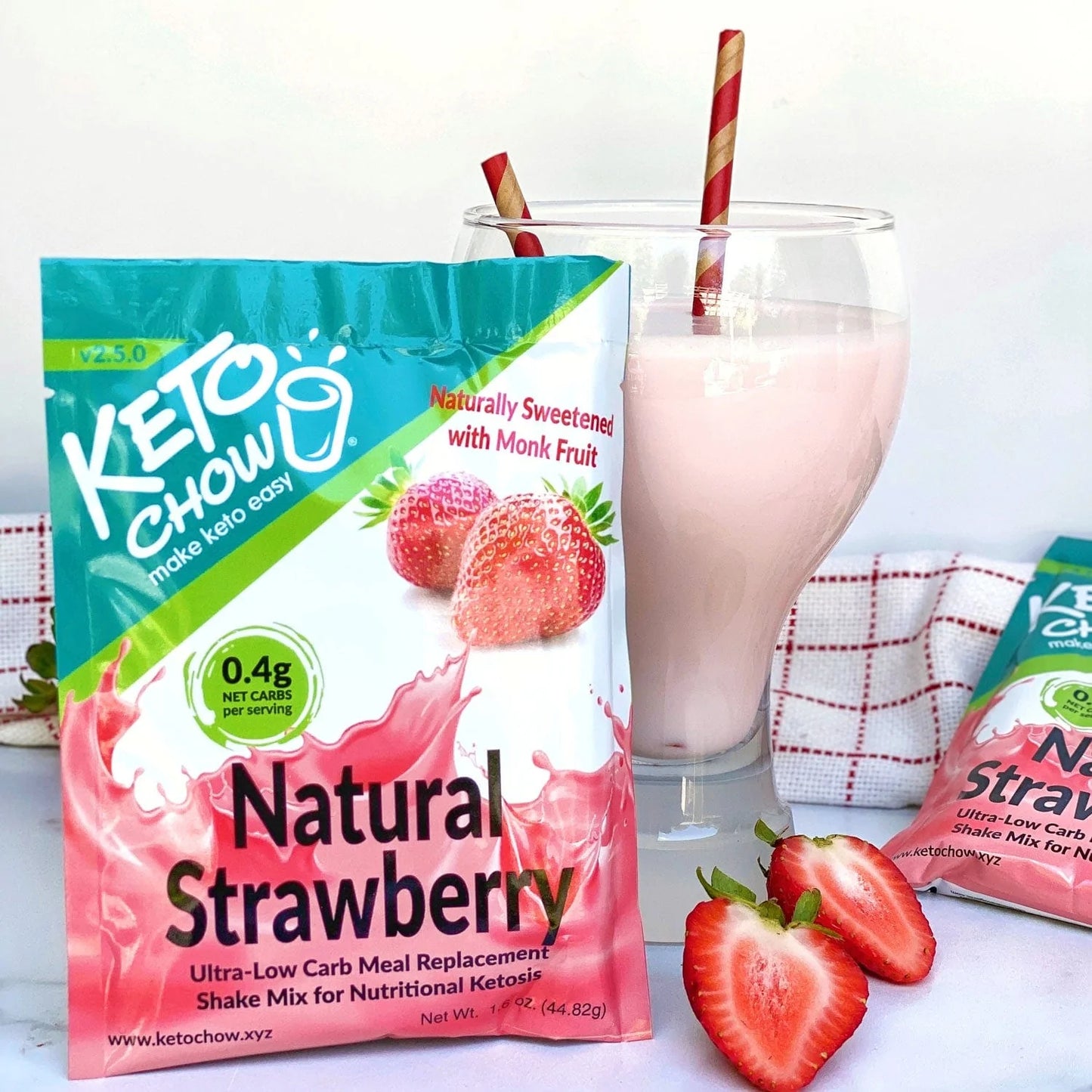 Keto Chow Natural Strawberry (Monk Fruit)