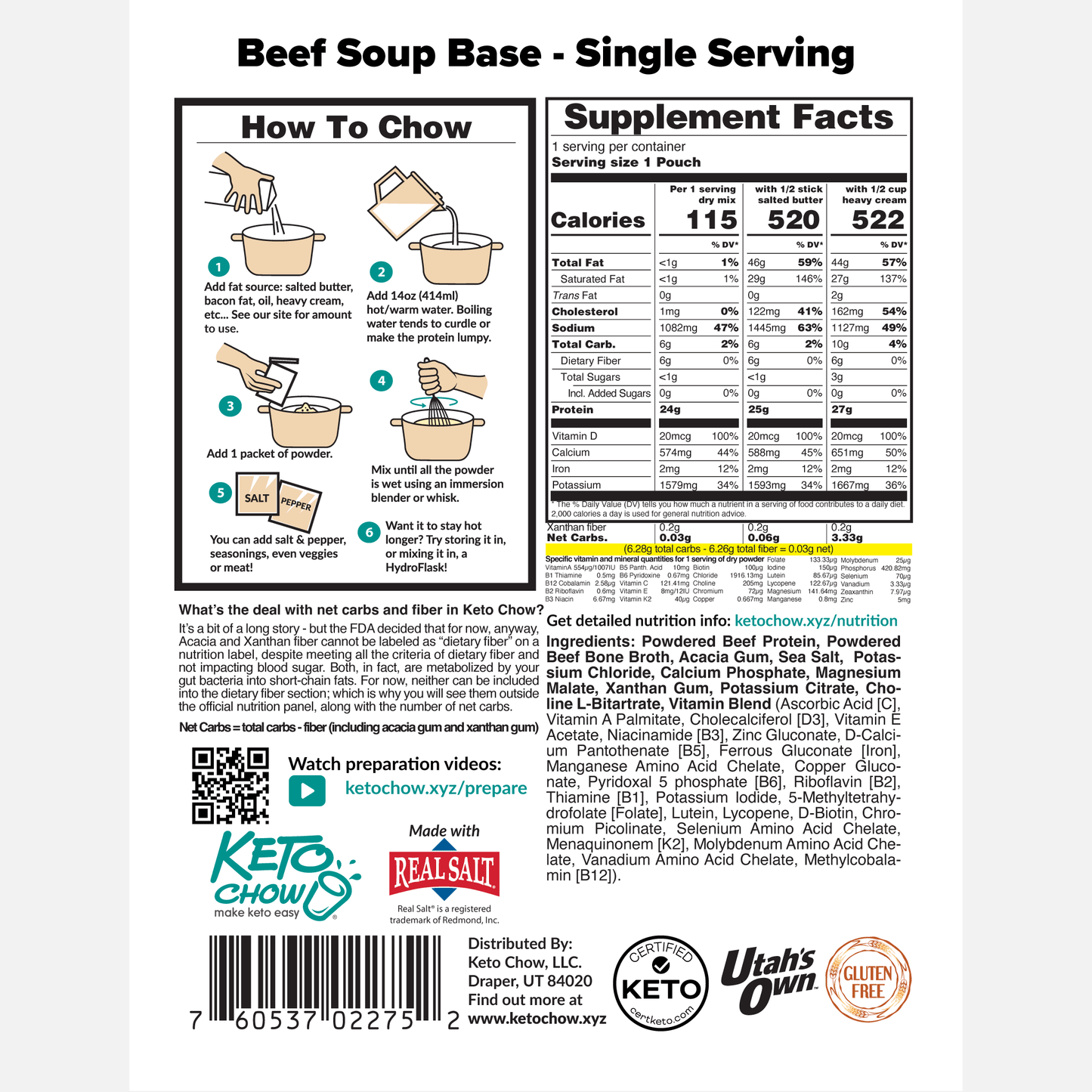 KETO CHOW BEEF SOUP BASE SINGLE MEAL(Old Packaging)