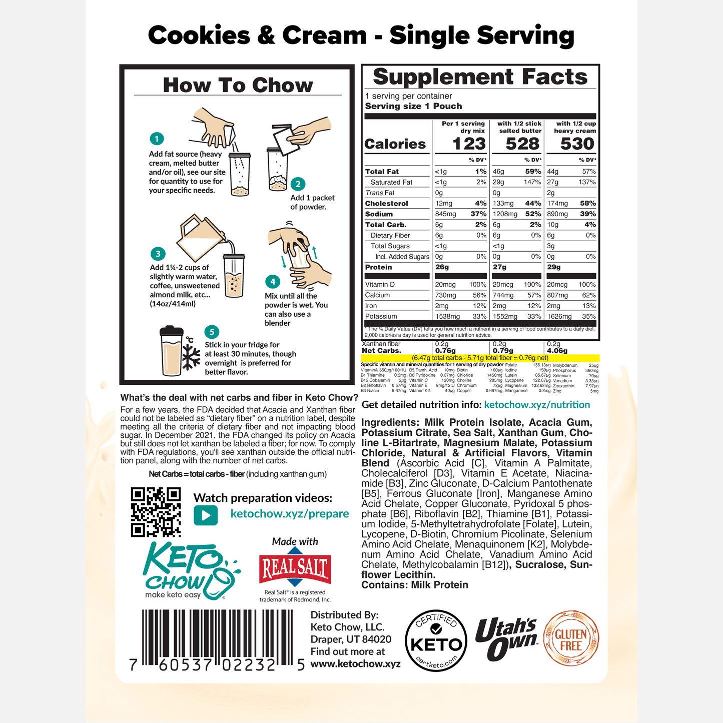 KETO CHOW COOKIES & CREAM SINGLE MEAL( Old Packaging)